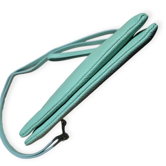 Borse in Pelle Small Wristlet Clutch Purse/Crossbody Italian Leather Mint - Picture 4 of 7